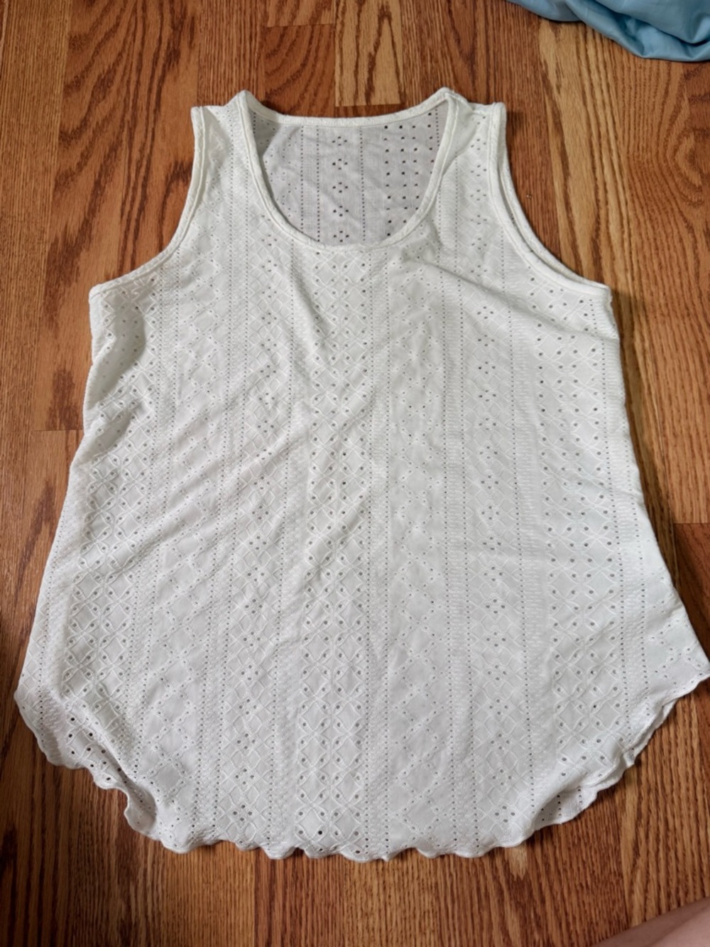 Women's White Eyelet Tank Top - Lightweight Summer Layer